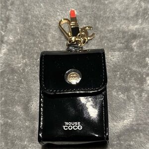 CHANEL Black and Gold Satin Lipstick Case